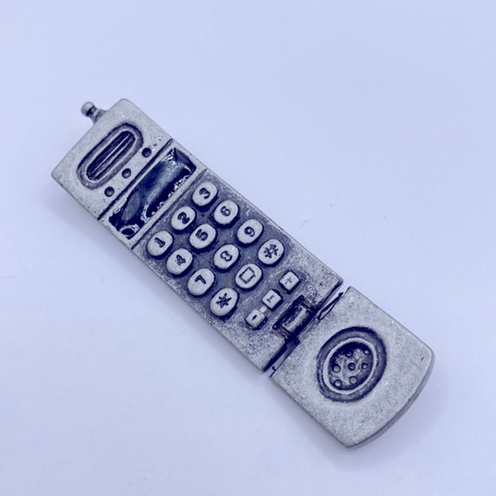 Vintage Danecraft Signed Articulated Flip Phone Cellular Phone Brooch